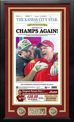 Chiefs Andy Reid Super Bowl LVII Champions Framed Kansas City Star Newspaper