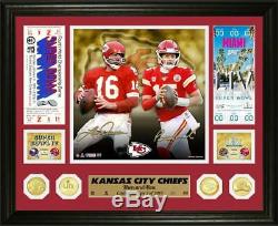 Chiefs Pat Mahomes Len Dawson Then Now photo framed coin Highland Mint LE