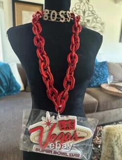 Commemorative NFL Super Bowl LVIII Chain Necklace Chiefs 49ers Las Vegas