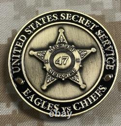 Donald Trump Super Bowl USSS Secret Service Eagles Chiefs NFL CAT Challenge Coin