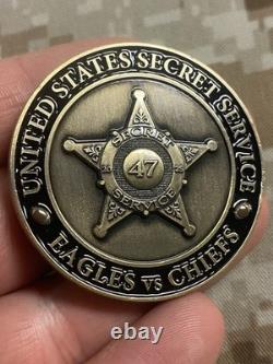 Donald Trump Super Bowl USSS Secret Service Eagles Chiefs NFL CAT Challenge Coin
