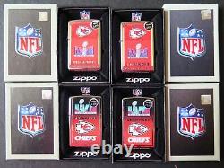 Four (4) Kansas City Chiefs, Super Bowl Champion Logo, Wind Proof Zippo Lighters