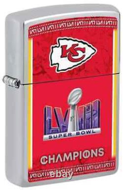 Four (4) Kansas City Chiefs, Super Bowl Champion Logo, Wind Proof Zippo Lighters