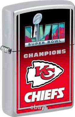 Four (4) Kansas City Chiefs, Super Bowl Champion Logo, Wind Proof Zippo Lighters