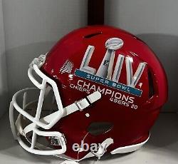 Frank Clark KC Chiefs Autographed Riddell Super Bowl LIV Champs Speed Youth Hlmt