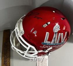 Frank Clark KC Chiefs Autographed Riddell Super Bowl LIV Champs Speed Youth Hlmt