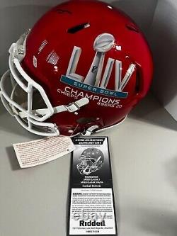 Frank Clark KC Chiefs Autographed Riddell Super Bowl LIV Champs Speed Youth Hlmt