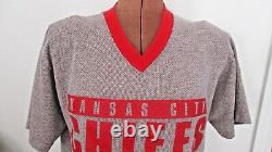 Gray Red KANSAS CITY CHIEFS FOOTBALL V-Neck Short Sleeve KNIT Shirt/Size M