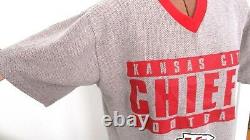 Gray Red KANSAS CITY CHIEFS FOOTBALL V-Neck Short Sleeve KNIT Shirt/Size M