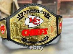 KANSAS CITY CHIEFS KC NFL Superbowl Championship title belt Adult size 2mm Brass