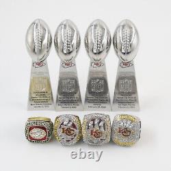 KC Championship 4Rings & 4Trophies 1969/2019/2022-23 With Rosewood Box- USA Seller