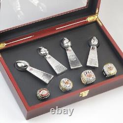 KC Championship 4Rings & 4Trophies 1969/2019/2022-23 With Rosewood Box- USA Seller