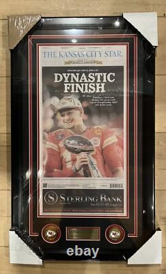 KC Chiefs Super Bowl DYNASTIC FINISH Mahomes Kansas City Star Newspaper Framed