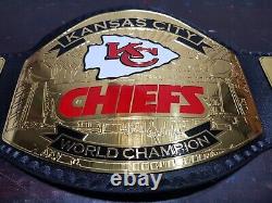 KC KANSAS CITY CHIEFS NFL Super Bowl BELT ADULT BLACK 2MM BRASS