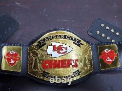 KC KANSAS CITY CHIEFS NFL Super Bowl BELT ADULT BLACK 2MM BRASS