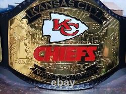 KC KANSAS CITY CHIEFS NFL Super Bowl BELT ADULT BLACK 2MM BRASS