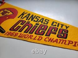 Kansas City Chiefs 1969 World Champions Vintage Penant Banner Super Bowl AFL NFL
