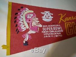 Kansas City Chiefs 1970 Super Bowl Pennant Vg 5 Pinholes Scored Nice Color Vtg