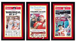 Kansas City Chiefs 2023 AFC Super Bowl Champs Set of 3 Reprints Matted Framed