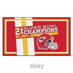 Kansas City Chiefs 2X Super Bowl Champions 3' X 5' Decorative Plush Area Rug