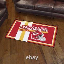 Kansas City Chiefs 2X Super Bowl Champions 3' X 5' Dynasty Rug NFL FANMATS