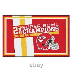 Kansas City Chiefs 2X Super Bowl Champions 4' X 6' Decorative Plush Area Rug