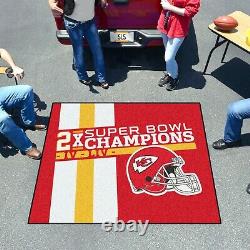 Kansas City Chiefs 2X Super Bowl Champions 5' X 6' Tailgater Area Rug Mat