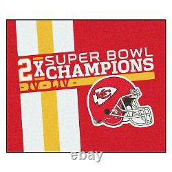 Kansas City Chiefs 2X Super Bowl Champions 5' X 6' Tailgater Area Rug Mat