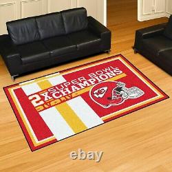 Kansas City Chiefs 2X Super Bowl Champions 5' X 8' Decorative Plush Area Rug