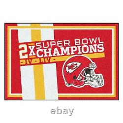 Kansas City Chiefs 2X Super Bowl Champions 5' X 8' Decorative Plush Area Rug