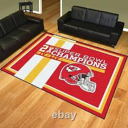 Kansas City Chiefs 2X Super Bowl Champions 8' X 10' Decorative Plush Area Rug