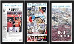 Kansas City Chiefs AFC / Super Bowl & Parade SET Framed in Black Wood 14x25 Each