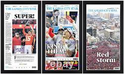 Kansas City Chiefs AFC / Super Bowl & Parade SET Framed in Black Wood 14x25 Each