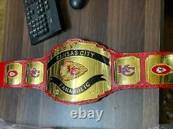 Kansas City Chiefs Custom Full-size Logo Championship leather Belt