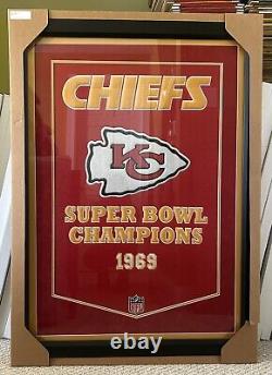 Kansas City Chiefs Dynasty 1969 Super Bowl Champions Wool Banner Framed