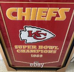 Kansas City Chiefs Dynasty 1969 Super Bowl Champions Wool Banner Framed