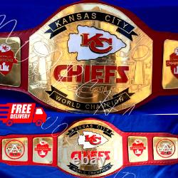 Kansas City Chiefs KC Super Bowl Championship Belt Leather Adult Size 2mm