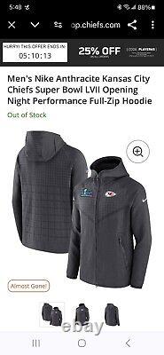 Kansas City Chiefs Nike Super Bowl LVII Opening Night Performance FZ Hoodie XL