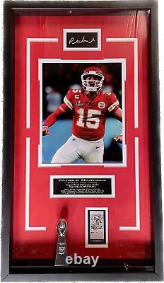 Kansas City Chiefs Patrick Mahomes Framed Rep Super Bowl Lombardi Trophy-Ticket