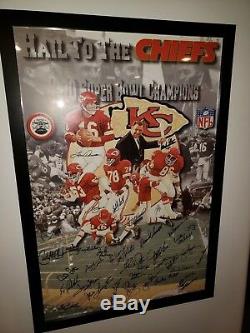 Kansas City Chiefs RARE Team Signed Photo Poster 1969/1970 Super Bowl Champs JSA