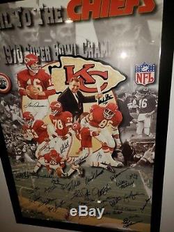 Kansas City Chiefs RARE Team Signed Photo Poster 1969/1970 Super Bowl Champs JSA