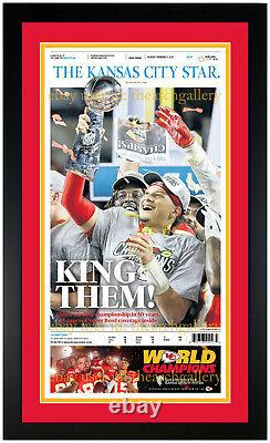 Kansas City Chiefs Royals Championship Newspaper Reprint SET Matted & Framed