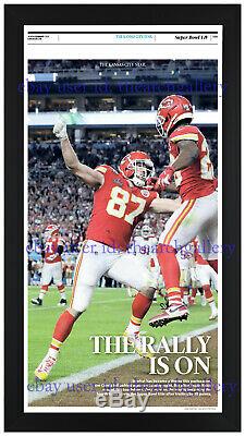 Kansas City Chiefs SUPER BOWL 54 Set of 3 Framed Original Newspapers in Blck