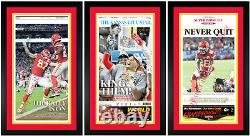 Kansas City Chiefs SUPER BOWL 54 Set of 3 Matted & Framed Newspapers 2/3/2020