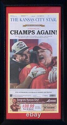 Kansas City Chiefs SUPER BOWL 57 Original Star 14x26 Framed Newspaper Kelce Reid