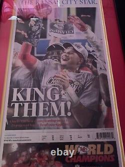 Kansas City Chiefs SUPER BOWL CHAMPS! 2 Framed Original Newspaper with Other Pages