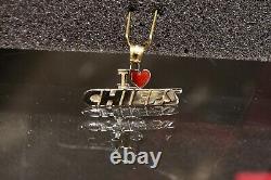 Kansas City Chiefs Super Bowl Champions 14K Gold Charm Heart Pendant 1 1/4 Wide