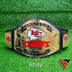 Kansas City Chiefs Super Bowl Championship Belt Black Leather Adult size 2mm