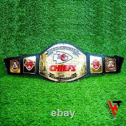 Kansas City Chiefs Super Bowl Championship Belt Black Leather Adult size 2mm