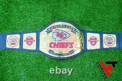 Kansas City Chiefs Super Bowl Championship Belt Black Leather Adult size 2mm